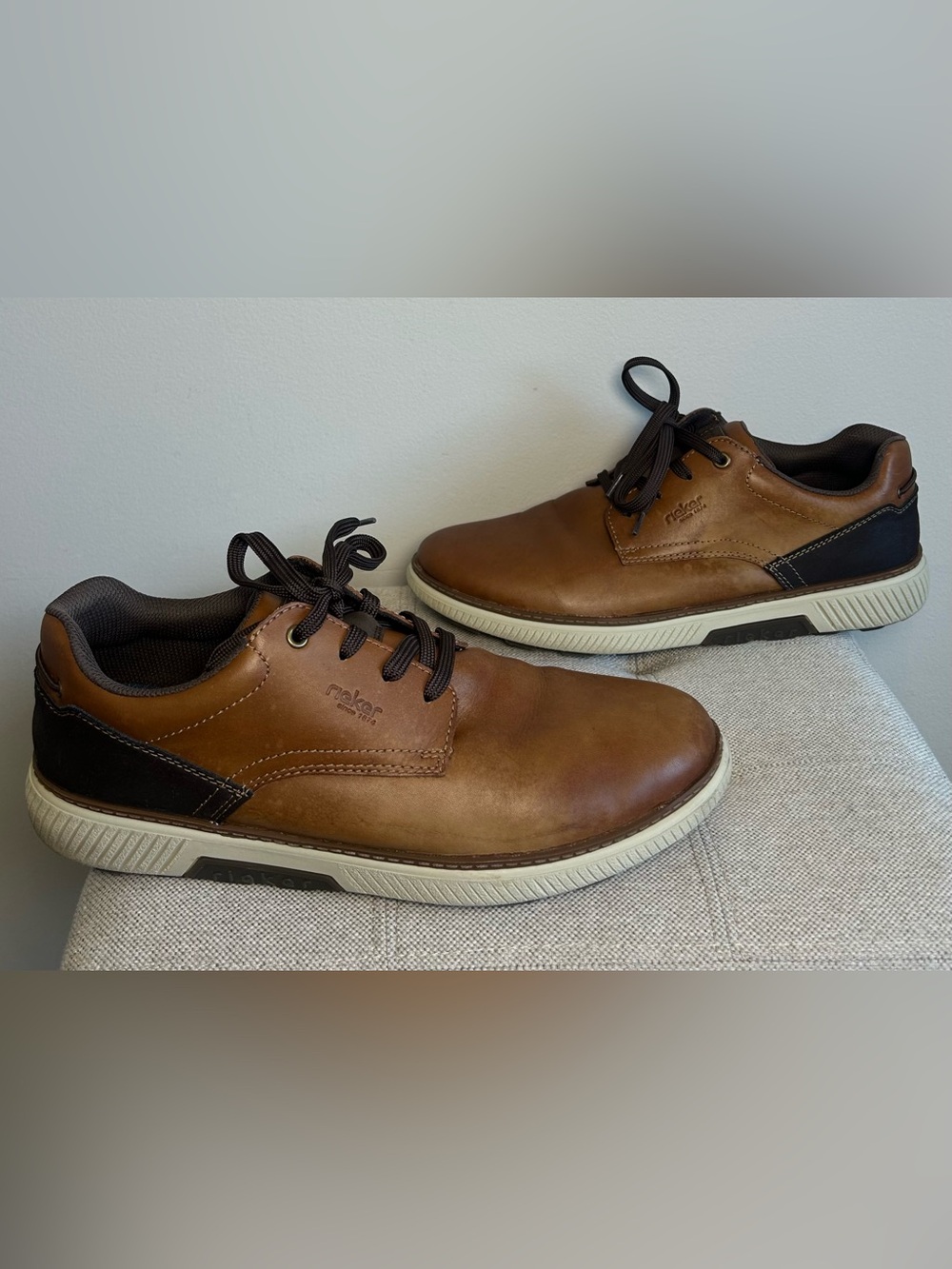 Rieker Men's Lace-Up Shoes Sneakers Leather Brown Size 45 / US 11.5 B3313